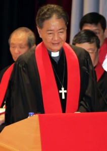 President Allan Yung at a 2013 service celebrating 100 years of Lutheran witness in China.