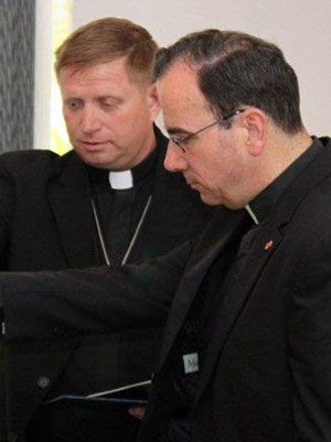 SELCU Bishop Gräfenstein (left) and ILC Vice-Chairman Bugbee in Ukraine (file photo).