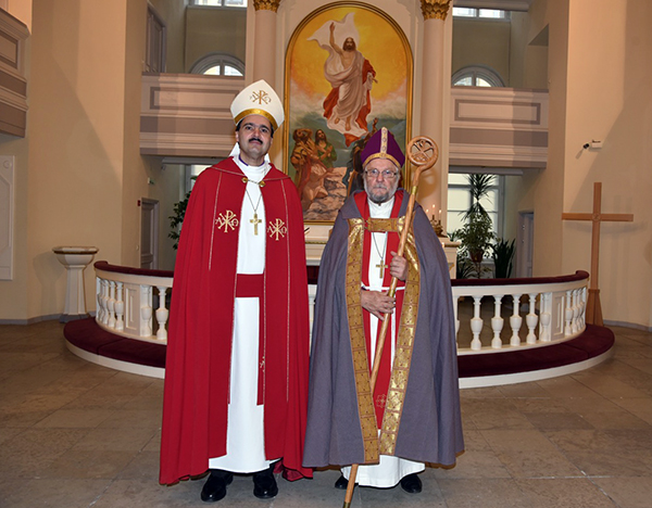 Siberian Evangelical Lutheran Church (SELC) Bishop Vsevolod Lytkin and Evangelical Lutheran Church of Ingria in Russia (ELCIR) Bishop Arri Kugappi.