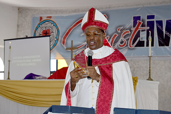 LCN Archbishop Christian Ekong gives the benediction during worship at the church's 2016 national convention.